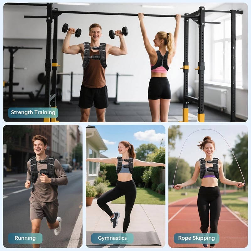 Cavry Weighted Vest, 8lb/12lb/16lb/20lb/25lb/30lb Weight Vest with Two Adjustment Straps for Men Women, Weight Vests with Reflective Stripe for Strength Training, Running, Jogging, Walking - Image 2